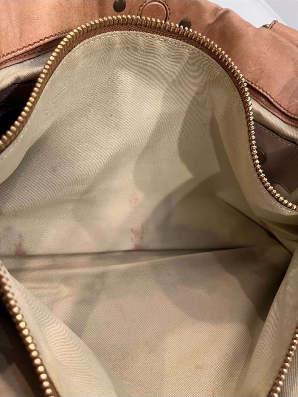 Chloe Leather Camel Shoulder Bag with Double Buckle Detail. Made in Italy. Roomy - Picture 11 of 16